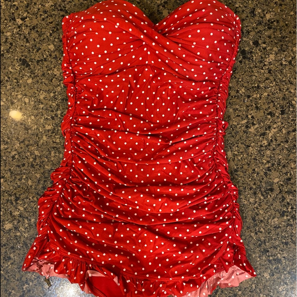Super cute  red and white polka dot Jantzen Swim dress size 12.